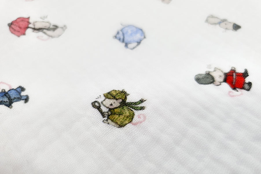 London Mice 100% cotton baby muslin cloth square