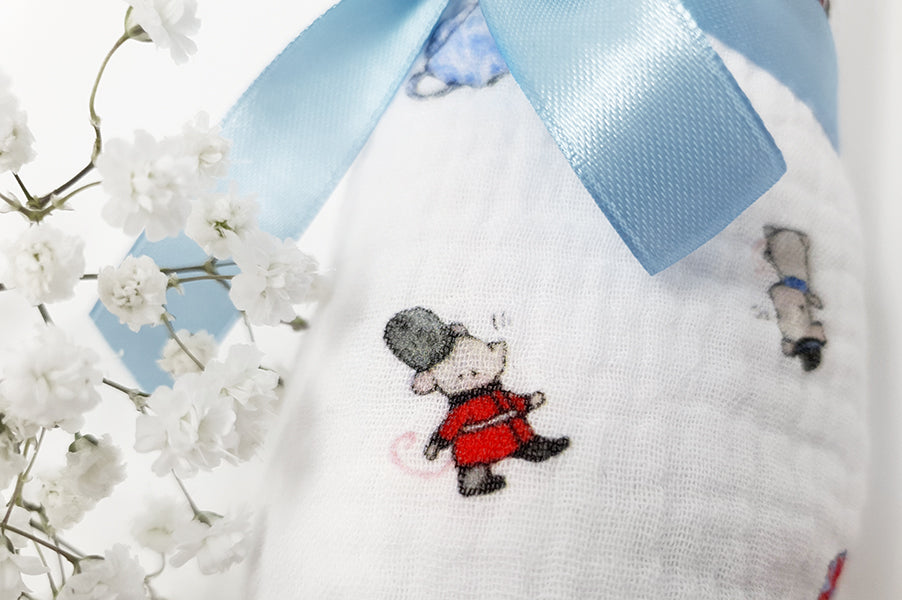 London Mice 100% cotton baby muslin cloth square