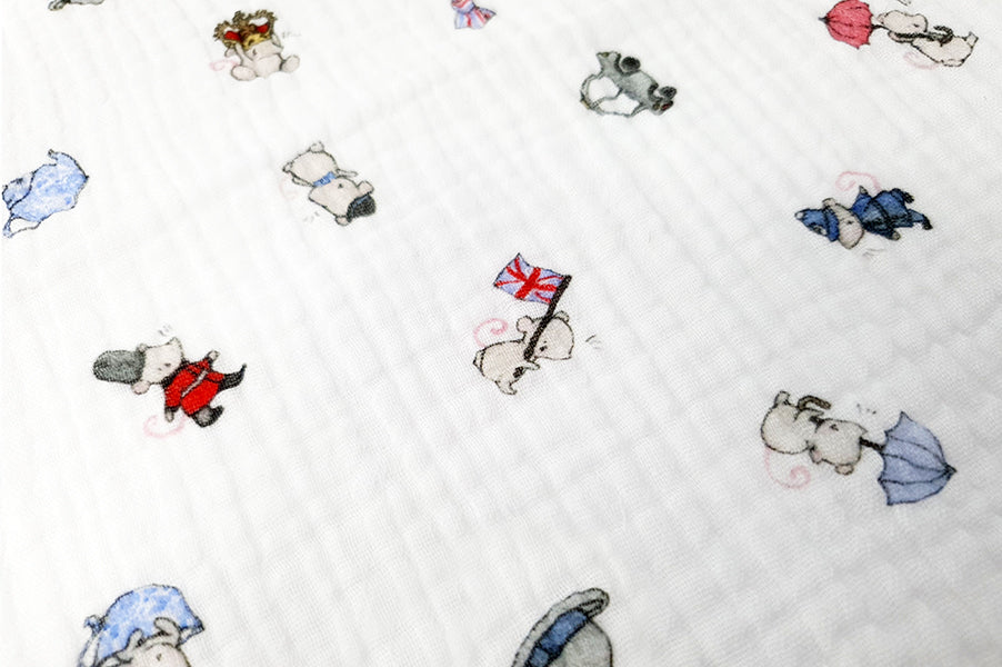 London Mice 100% cotton baby muslin cloth square