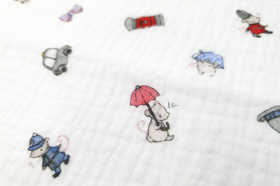 London Mice 100% cotton baby muslin cloth square