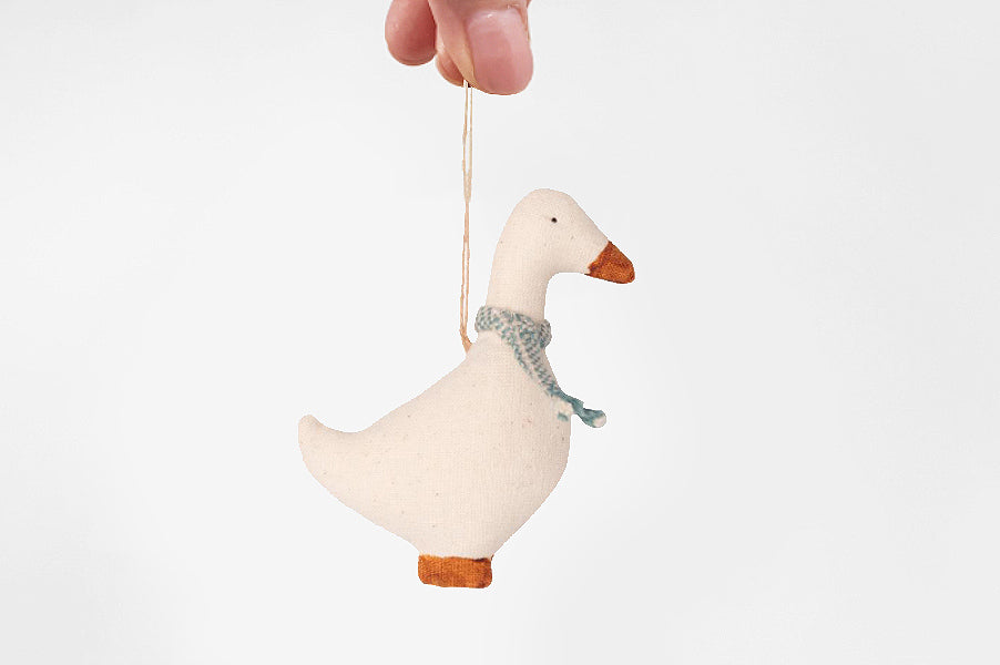 Maileg Children's soft goose with blue scarf Decoration