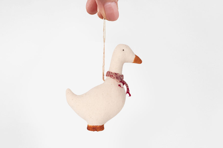 Maileg Children's soft goose with red scarf Decoration