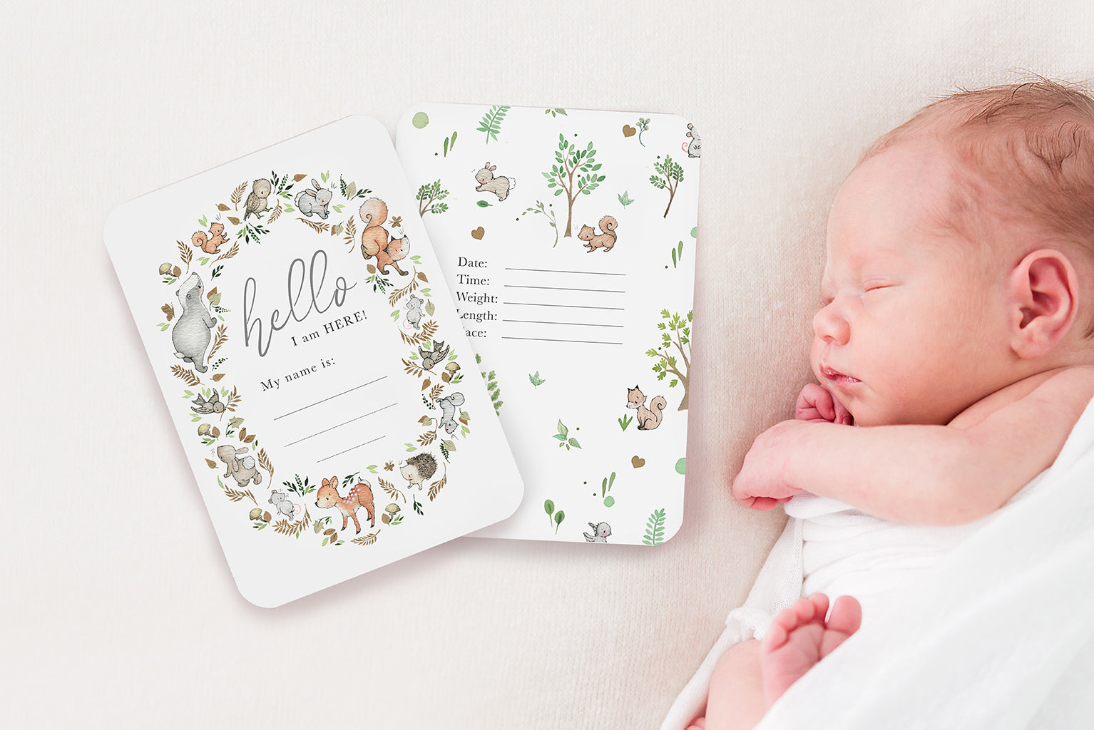 30 Woodland theme Baby's first year milestone cards