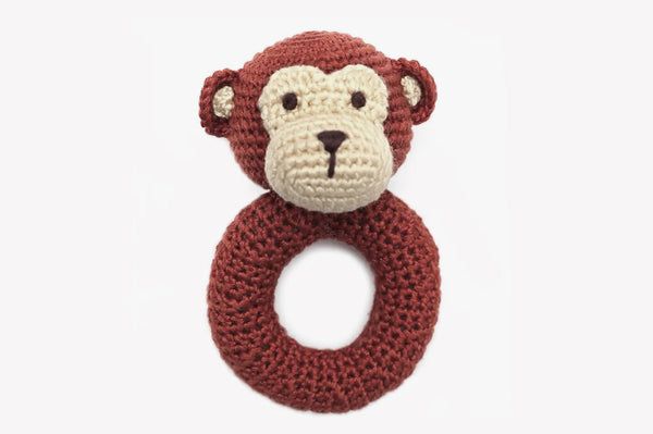 Monkey Rattle For Girls 50% OFF | Organic Crochet Monkey Ring Baby Rattle Toy - daisyandbump