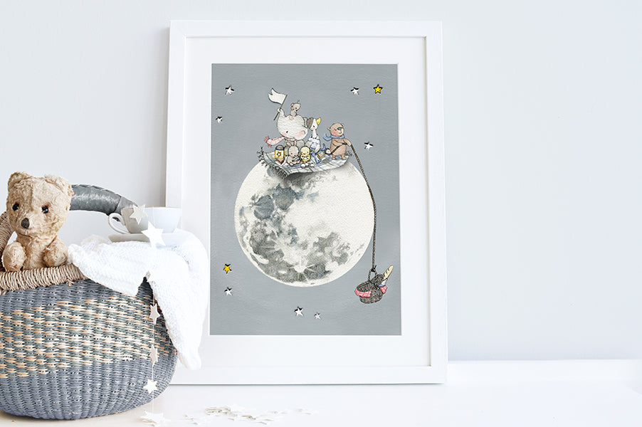 Children's Personalised Picnic on the Moon Picture