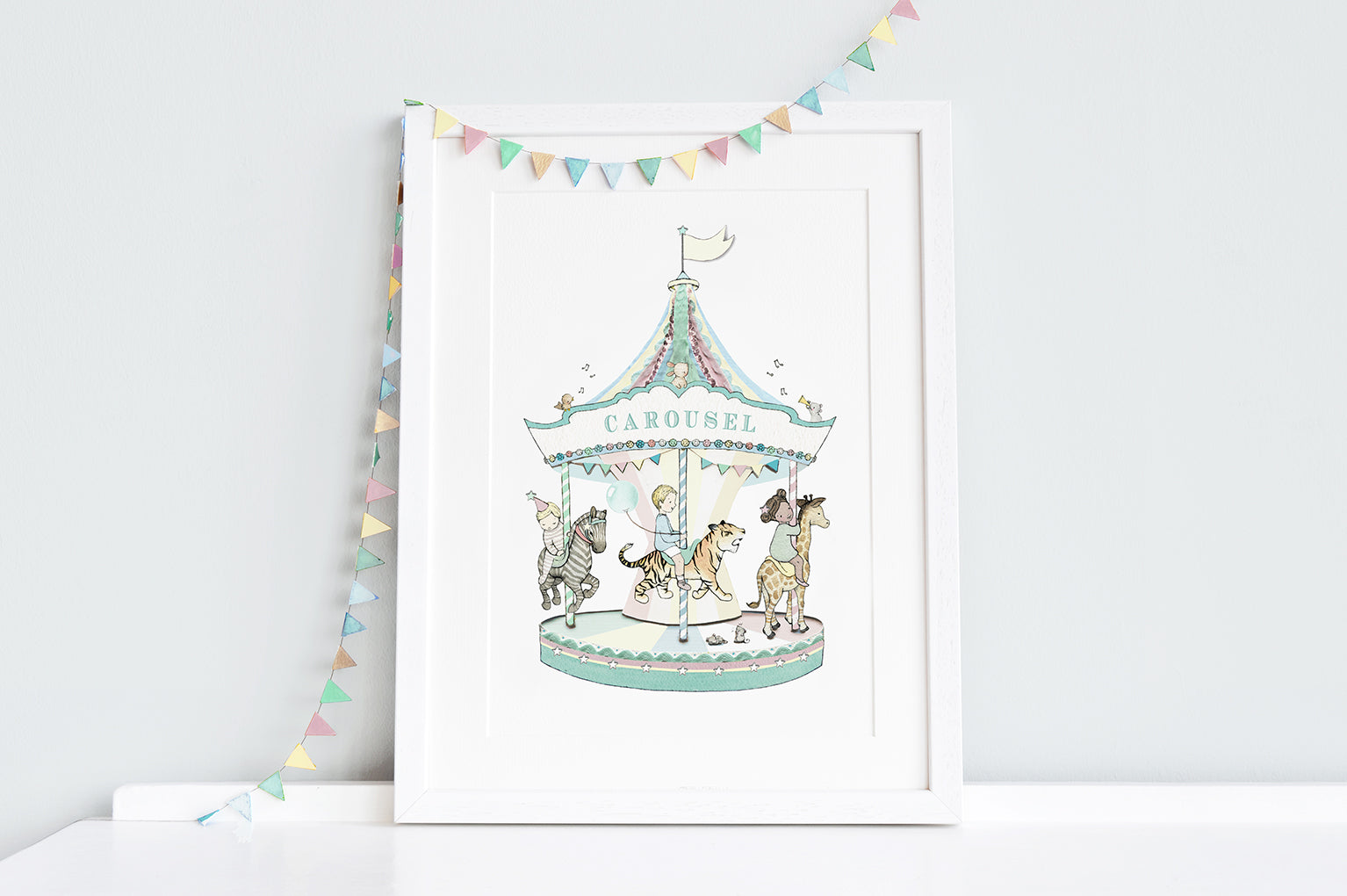 Children's Personalised Circus Carousel Print
