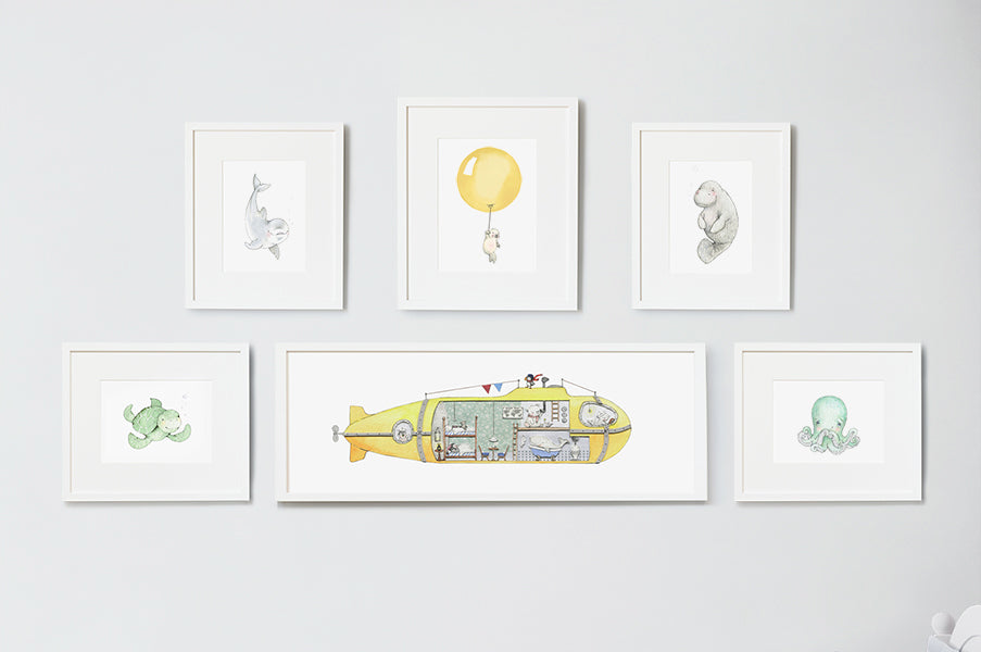 Kid's Framed Set of Ocean theme Wall Pictures