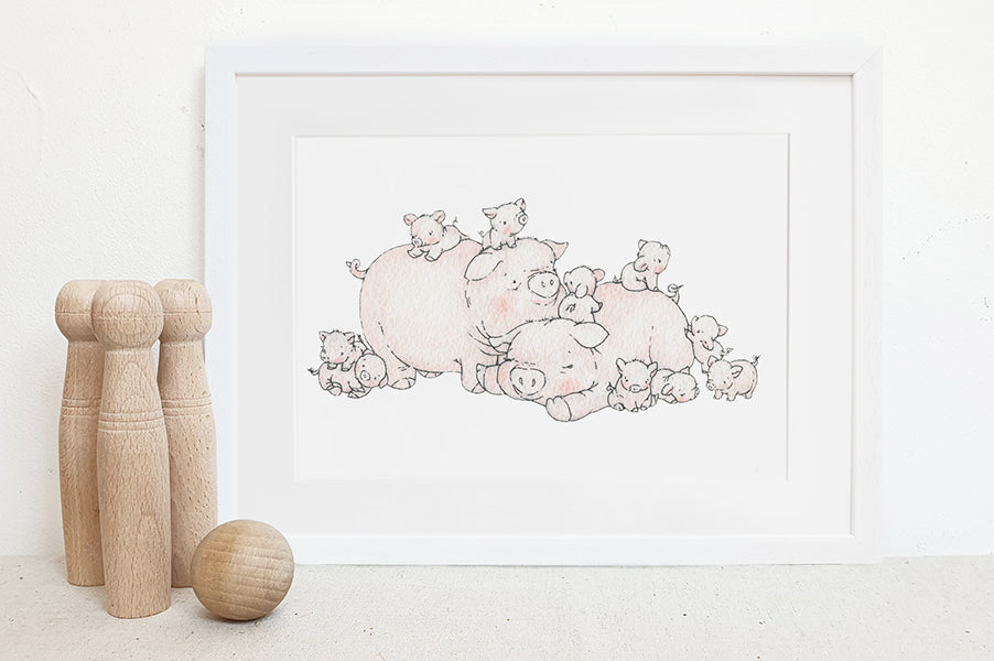 Children's Illustrated Cute Pig Family Picture