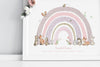 Girl&#39;s Personalised Pink Woodland Animal Rainbow Wall Picture