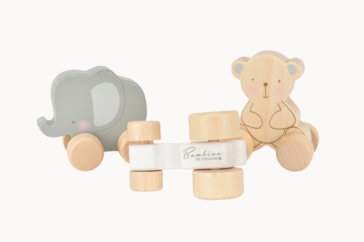 Wooden Elephant on wheels Toddler Push Toy daisyandbump