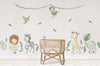 Children&#39;s Safari Jungle Animals Nursery Wall Decal Sticker Set