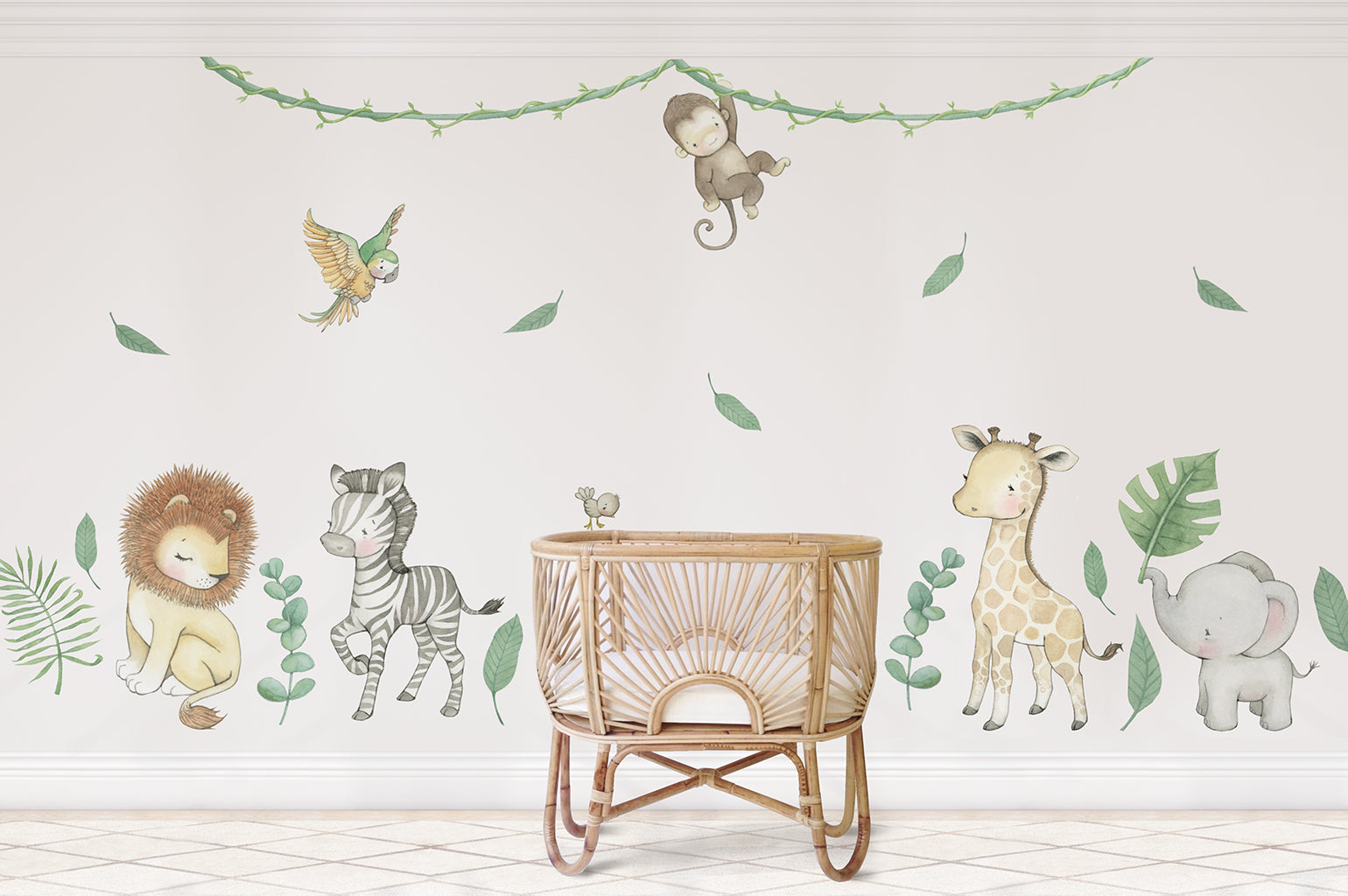 Children's Safari Jungle Animals Nursery Wall Decal Sticker Set