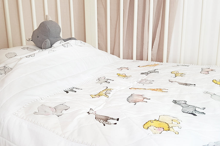Safari animal baby Cot Bed toddler Quilt