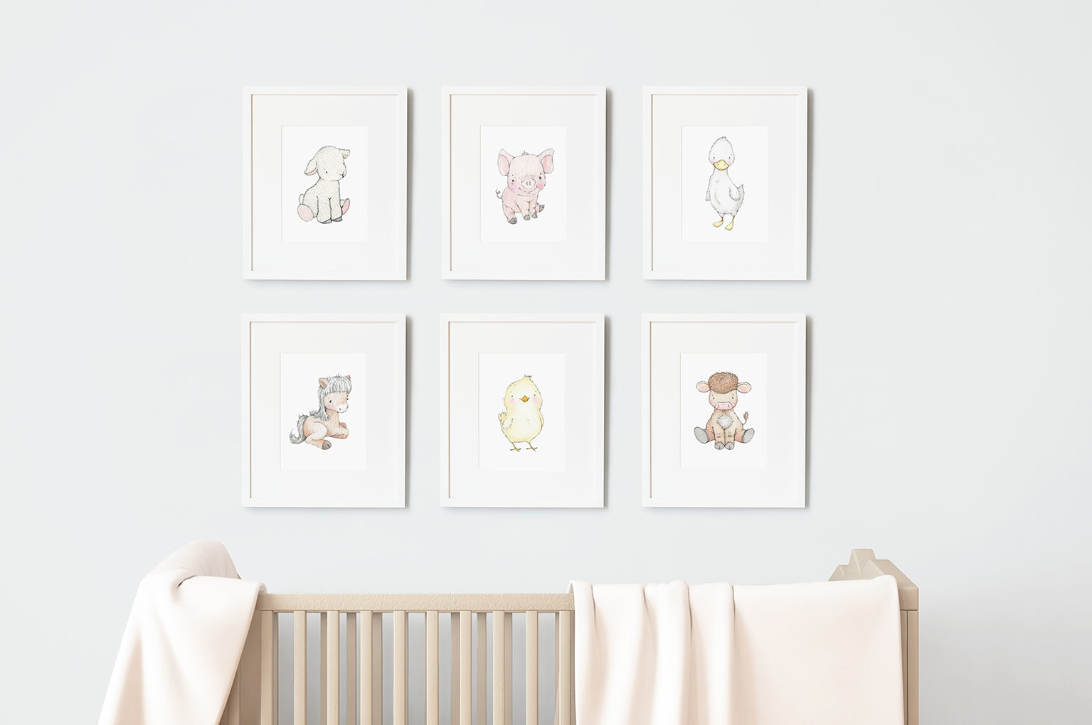 Farm Animals Nursery Wall Art Print Set