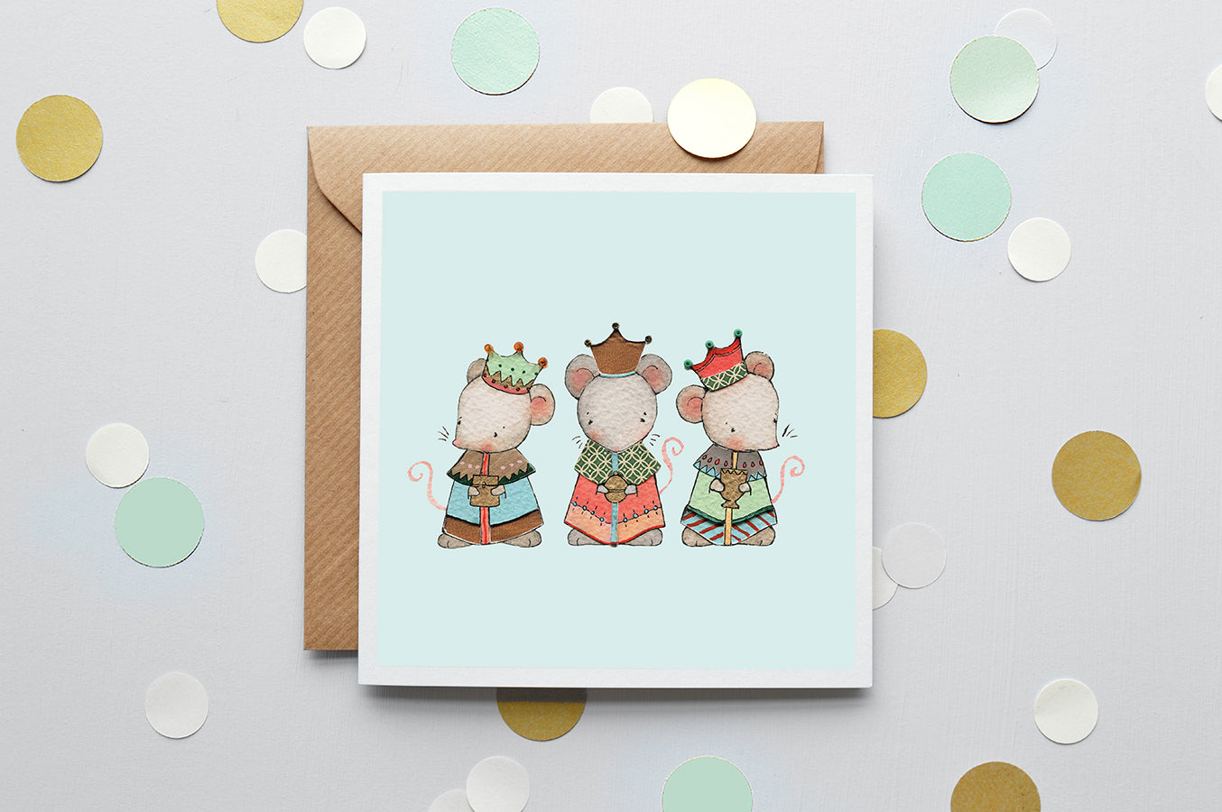 Children's Three Wise Mice Christmas Card