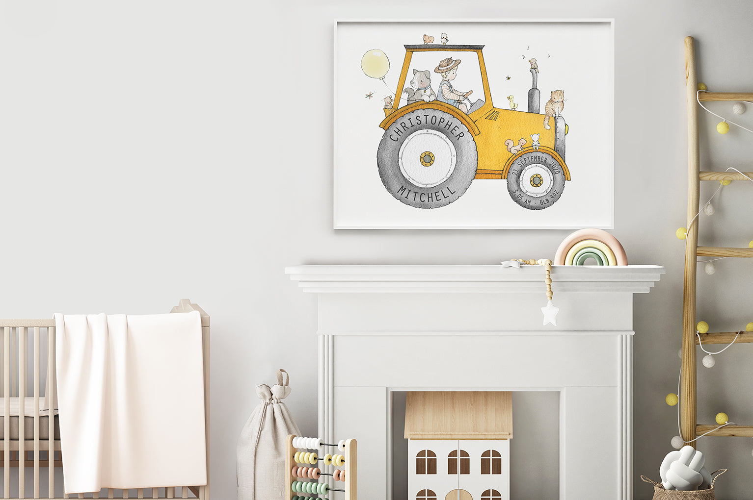 Kid's big farm tractor vehicle wall poster print
