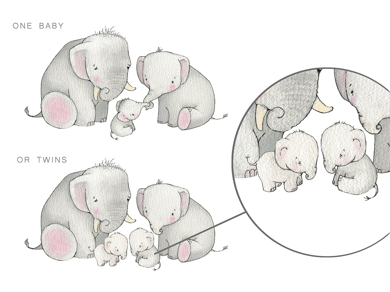 Children&#39;s Illustrated Elephant Family Picture (Copy)
