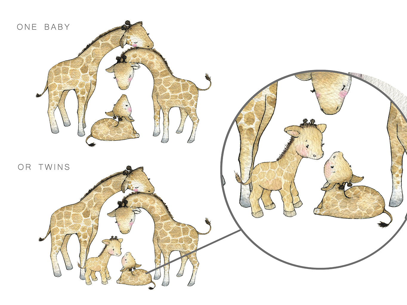Cute Giraffe Family Nursery Picture