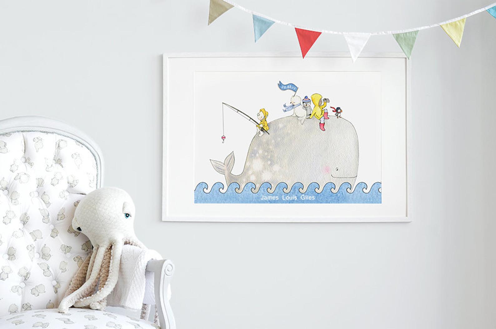 Children's bedroom wall decor big Whale Picture