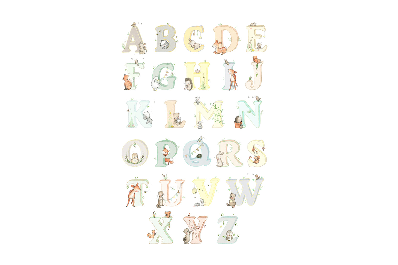 Personalised Neutral Children&#39;s Woodland Letter Print (Copy)