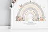 Children&#39;s gender neutral woodland rainbow wall art picture